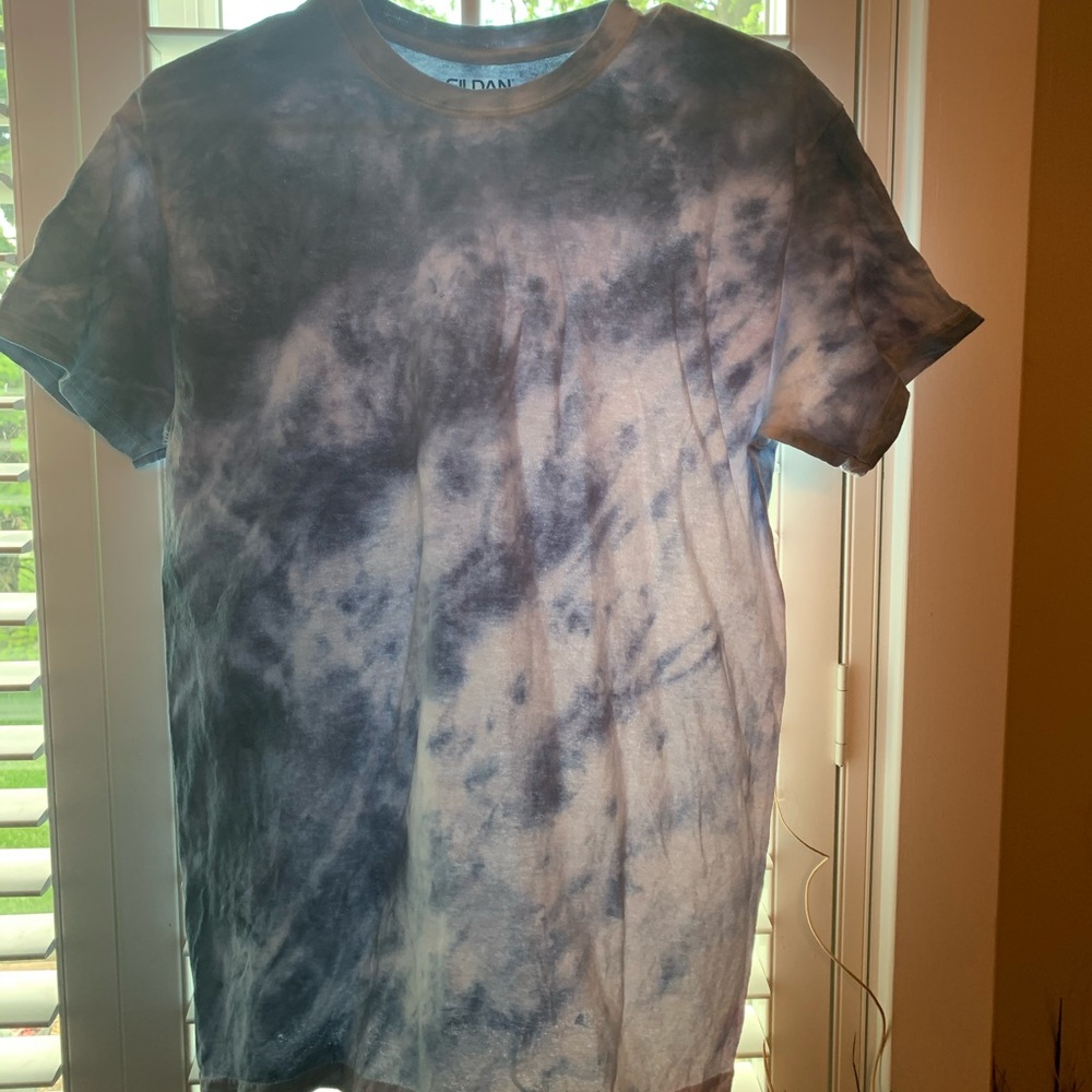 Blue and white tie dye shirt